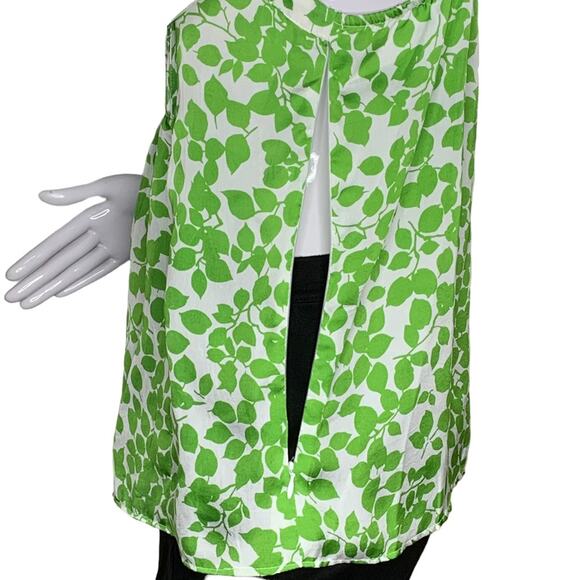 George By Mark Eisen Leaf Print Sleeveless To Green and White Size M Sid… - Picture 7 of 13